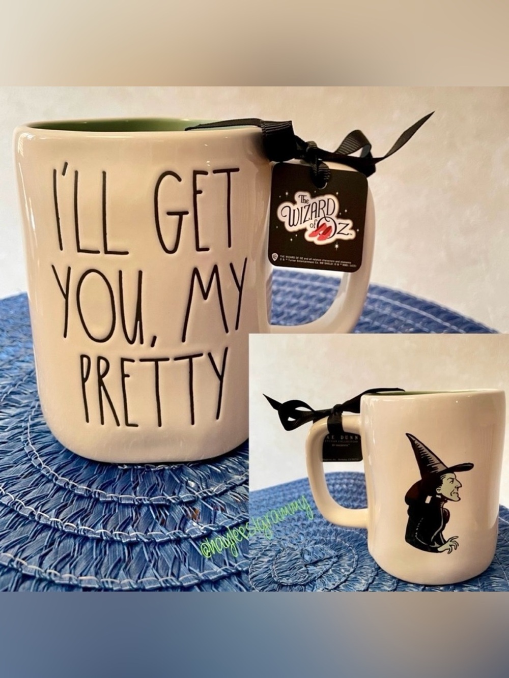 Rae Dunn Wizard of Oz I'LL GET YOU, MY PRETTY Wicked Witch Double Side Mug NEW!!